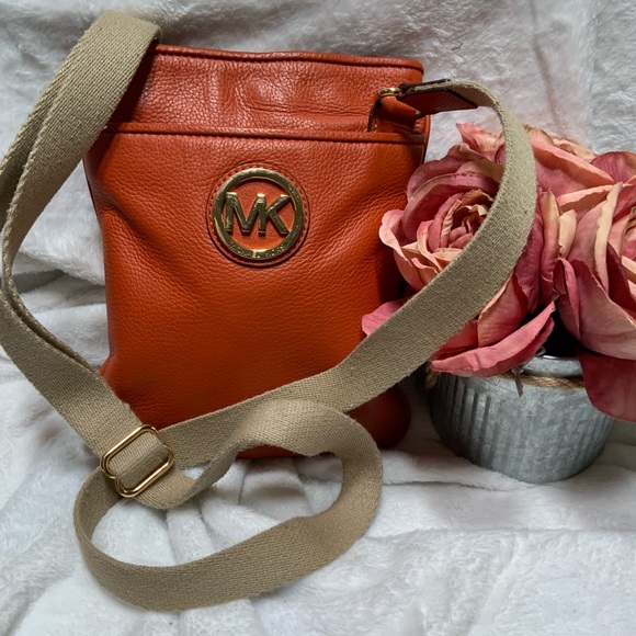 Michael Kors Handbags - Michael Kors Tangerine Crossbody Bag with Beige Strap